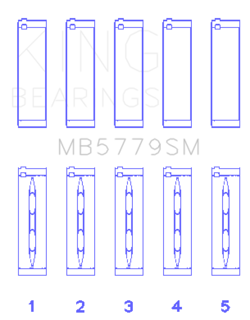 King Engine Bearings MB5779SM -King Audi CDAA / CDHA / CDHB / CDAB (Size STD) Main Bearing Set (Set of 5)