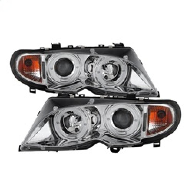 SPYDER 5042408 - Spyder BMW E46 3-Series 02-05 4DR Projector Headlights 1PC LED Halo Chrm PRO-YD-BMWE4602-4D-AM-C