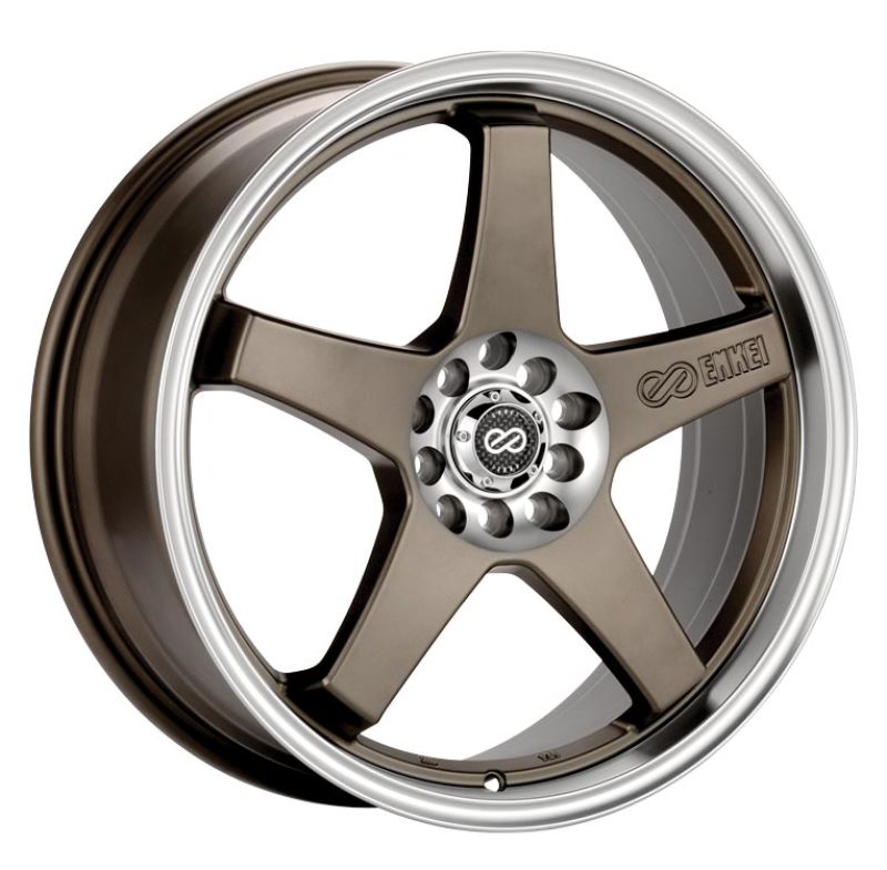 Enkei 446-770-0145ZP - EV5 17x7 4x100/114.3 45mm Offset 72.6 Bore Diameter  Matte Bronze w/ Machined Lip Wheel