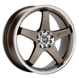 Enkei 446-770-0145ZP - EV5 17x7 4x100/114.3 45mm Offset 72.6 Bore Diameter Matte Bronze w/ Machined Lip Wheel