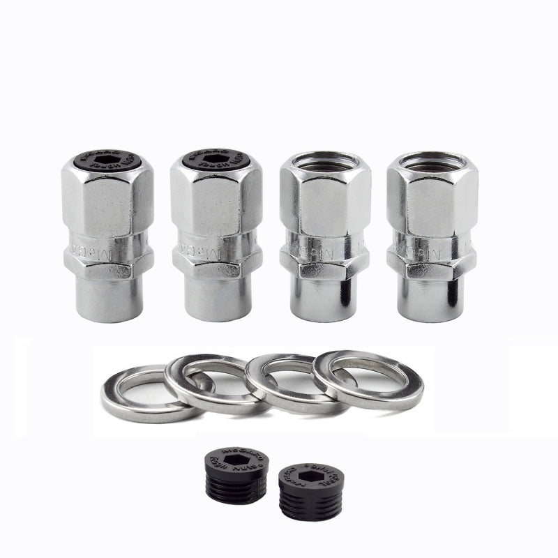 McGard Hex Lug Nut (Drag Racing Short Shank) M12X1.5 / 13/16 Hex / 1.6in. Length (4-Pack) - Chrome