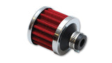 Vibrant 2167 - Crankcase Breather Filter w/Chrome Cap 2 1/8in 55mm Cone ODx2 5/8in 68mm Tallx1/2in 12mm ID