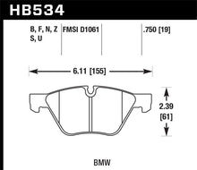 Load image into Gallery viewer, Hawk Performance HB534F.750 - Hawk 09-11 BMW Z4 / 04-05 525I / 08-11 128I / 06 325I/325XI / 07 328I/328XI HPS Street Front Brake P