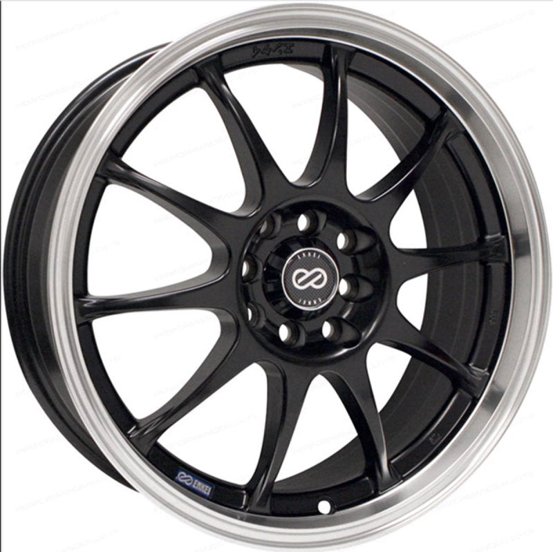 Enkei 409-670-10BK - J10 16x7 4x100/114.3 42mm Offset 72.62mm Bore Dia Matte Black w/ Machined Lip Wheel