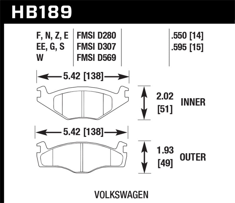 Hawk Performance HB189E.595 - Hawk Blue 9012 Brake Pads Volkswagon