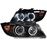 ANZO 121335 - 2006-2008 BMW 3 Series E90-E91 Projector Headlights w/ Halo w/ LED Bar Black (CCFL)