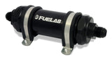 Fuelab 82811-1 - 828 In-Line Fuel Filter Long -6AN In/Out 40 Micron Stainless - Black