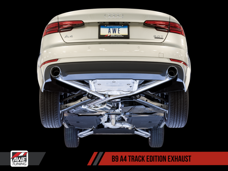 AWE Tuning 3020-33026 - Audi B9 A4 Track Edition Exhaust Dual Outlet - Diamond Black Tips (Includes DP)