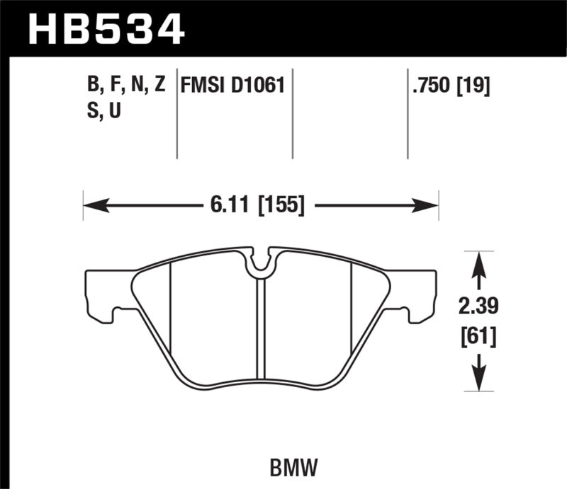 Hawk Performance HB534F.750 - Hawk 09-11 BMW Z4 / 04-05 525I / 08-11 128I / 06 325I/325XI / 07 328I/328XI HPS Street Front Brake P
