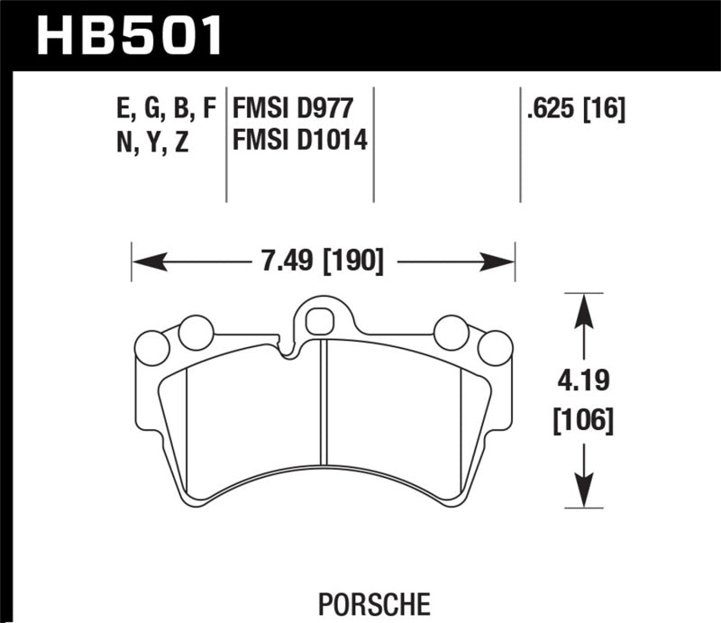 Hawk Performance HB501F.625 - Hawk Porsche HPS Street Front Brake Pads