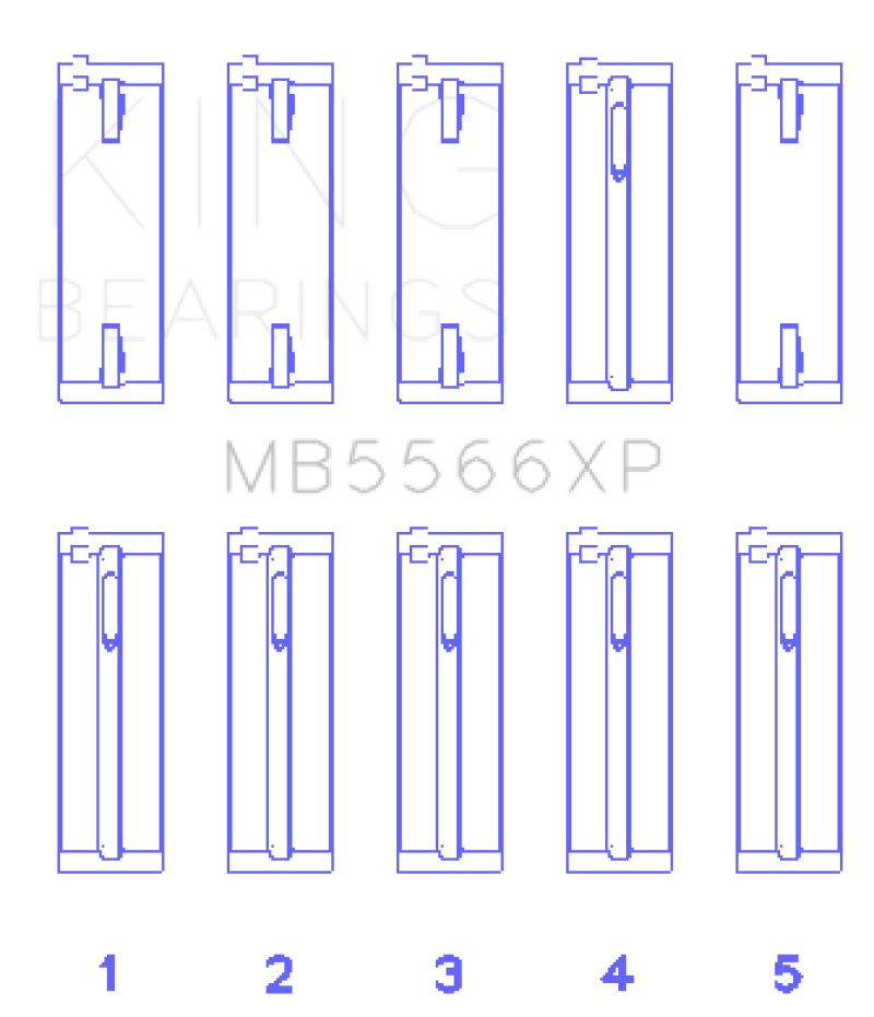 King Engine Bearings MB5566XP0.25 -King Audi A4 1.8L AEB (Size +.25 Oversized) Performance Main Bearing Set