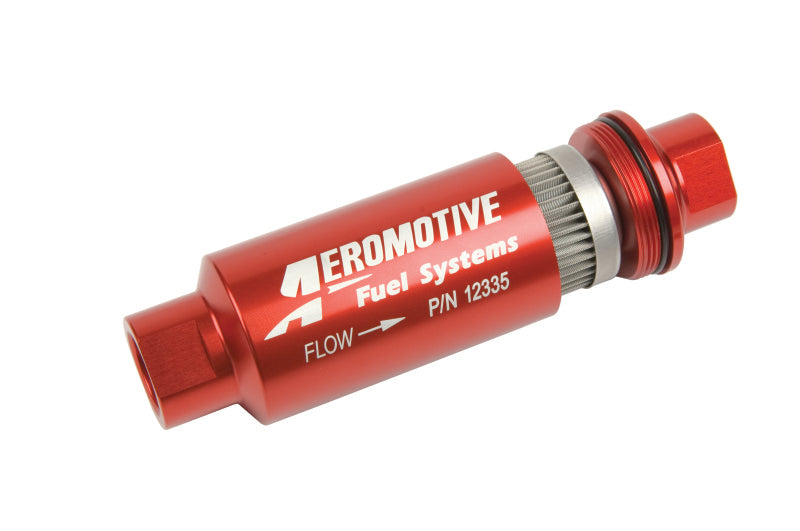 Aeromotive 12335 - In-Line Filter - AN-10 size - 40 Micron SS Element - Red Anodize Finish