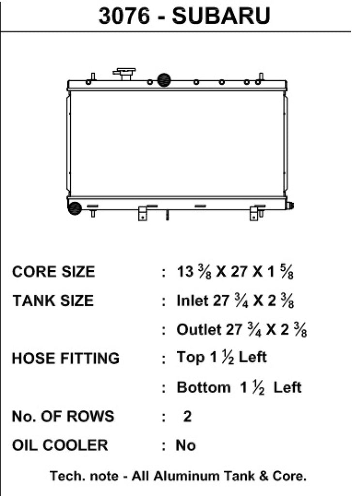 CSF 3076 - 02-07 Subaru Impreza Radiator