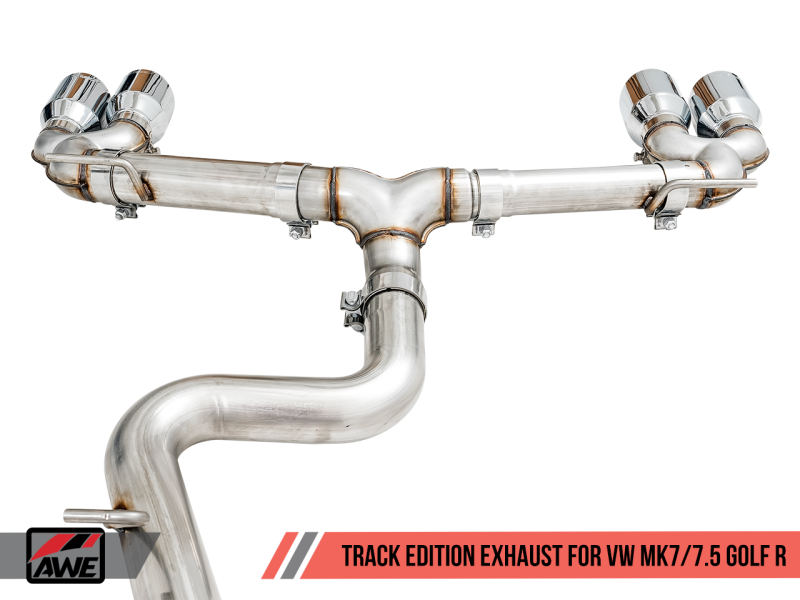 AWE Tuning 3015-42134 - Mk7 Golf R Track Edition Exhaust w/Chrome Silver Tips 102mm