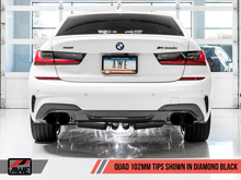 Load image into Gallery viewer, AWE Tuning 3015-43156 - 2019+ BMW M340i (G20) Non-Resonated Touring Edition Exhaust - Quad Diamond Black Tips