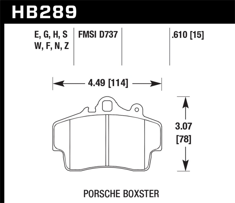 Hawk Performance HB289F.610 - Hawk Porsche HPS Street Front Brake Pads