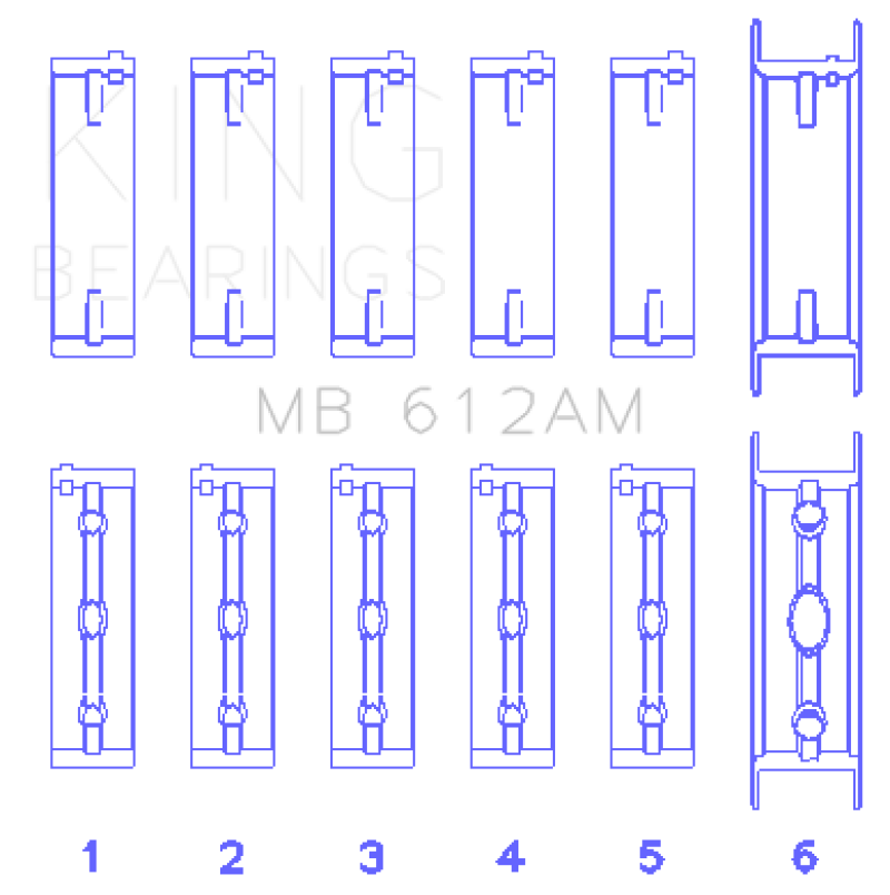 King Engine Bearings MB612AM -King Volvo 520 / B5252 (Size STD) Main Bearing Set