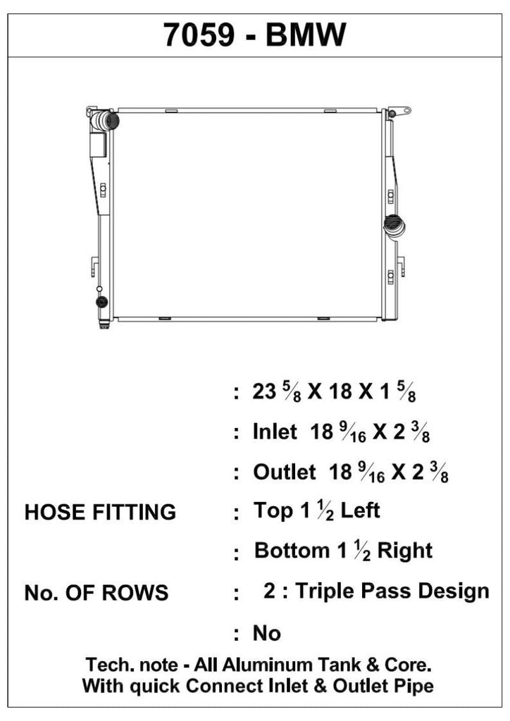 CSF 7059 - 07-13 BMW M3 (E9X) Triple Pass Radiator