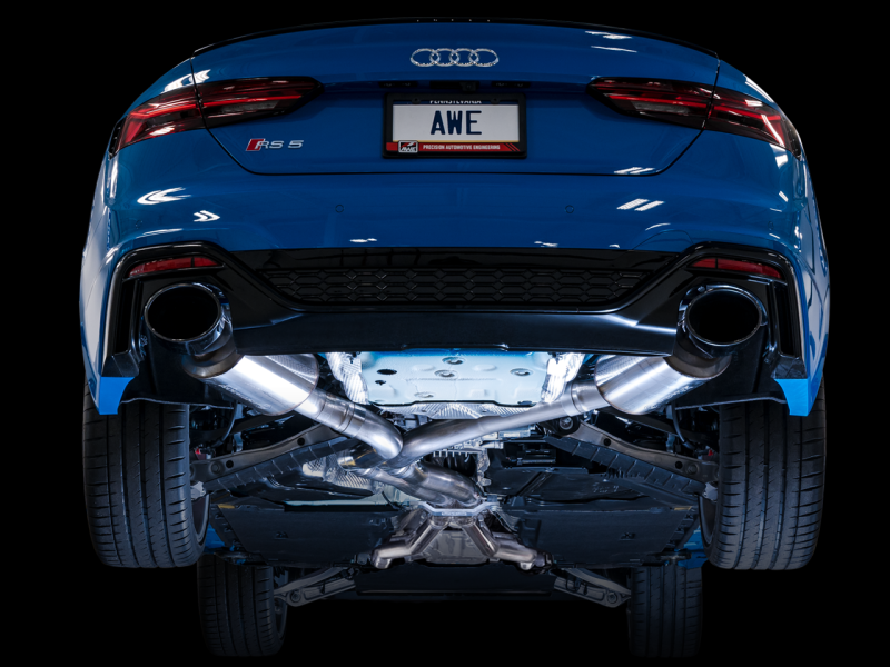 AWE Tuning 3015-33321 - Audi B9.5 RS5 Sportback Non-Resonated Touring Edition Exhaust - RS-Style Diamond Blk Tips