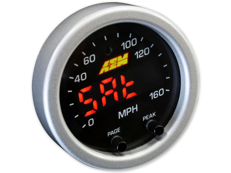 AEM 30-0313 - X-Series 0-160 MPH Black Bezel w/ Black Face GPS Speedometer Gauge