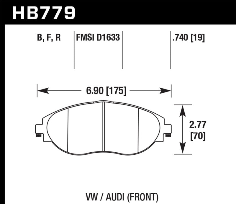 Hawk Performance HB779N.740 - Hawk 13-17 Volkswagen CC HP+ Front Brake Pads