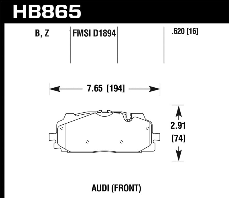 Hawk Performance HB865Z.620 - Hawk 18-19 Audi S5 Performance Ceramic Street Front Brake Pads