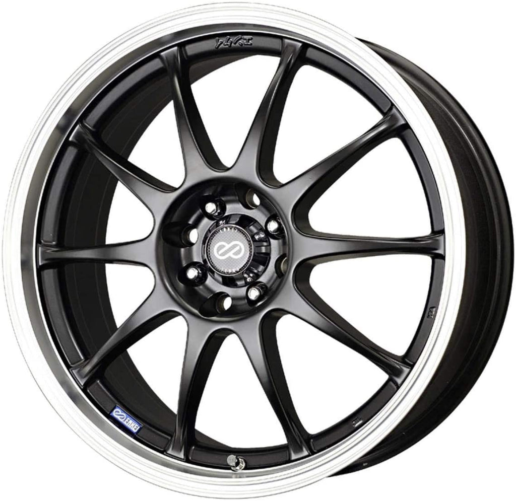 Enkei 409-670-11BK - J10 16x7 4x100/108 42mm Offset 72.62mm Bore Dia Matte Black w/ Machined Lip Wheel