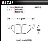 Hawk Performance HB227W.630 -Hawk 92-98 BMW 318i DTC-30 Race Rear Brake Pads