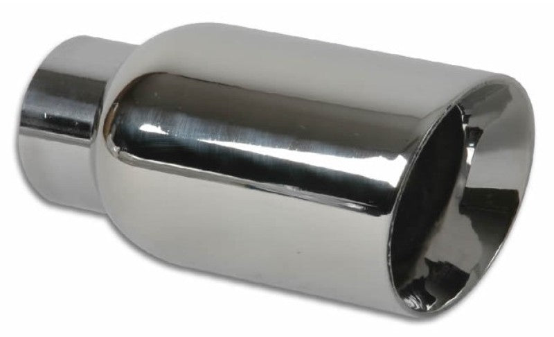 Vibrant 1269 - 2.5in ID Single 4in OD Round SS Exhaust Tip (Double Wall Angle Cut)