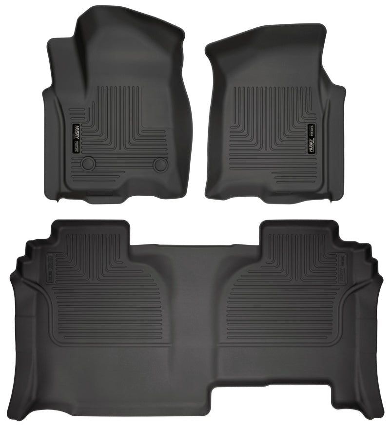 Husky Liners FITS: 19-23 GMC Sierra 1500 Double Cab Weatherbeater Black Front & 2nd Seat Floor Liners