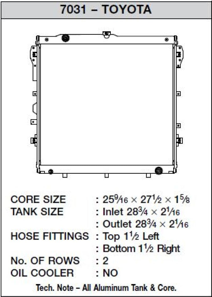 CSF 7031 - 07-19 Toyota Tundra 5.7L Radiator