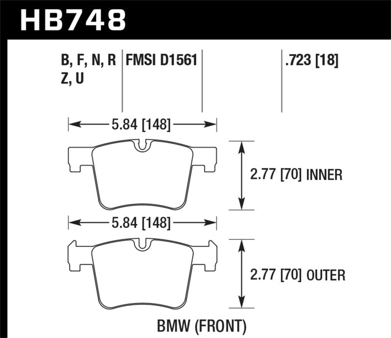 Hawk Performance HB748Z.723 - Hawk 13-14 BMW 328i/328i xDrive / 2014 428i/428i xDrive PC Front Brake Pads