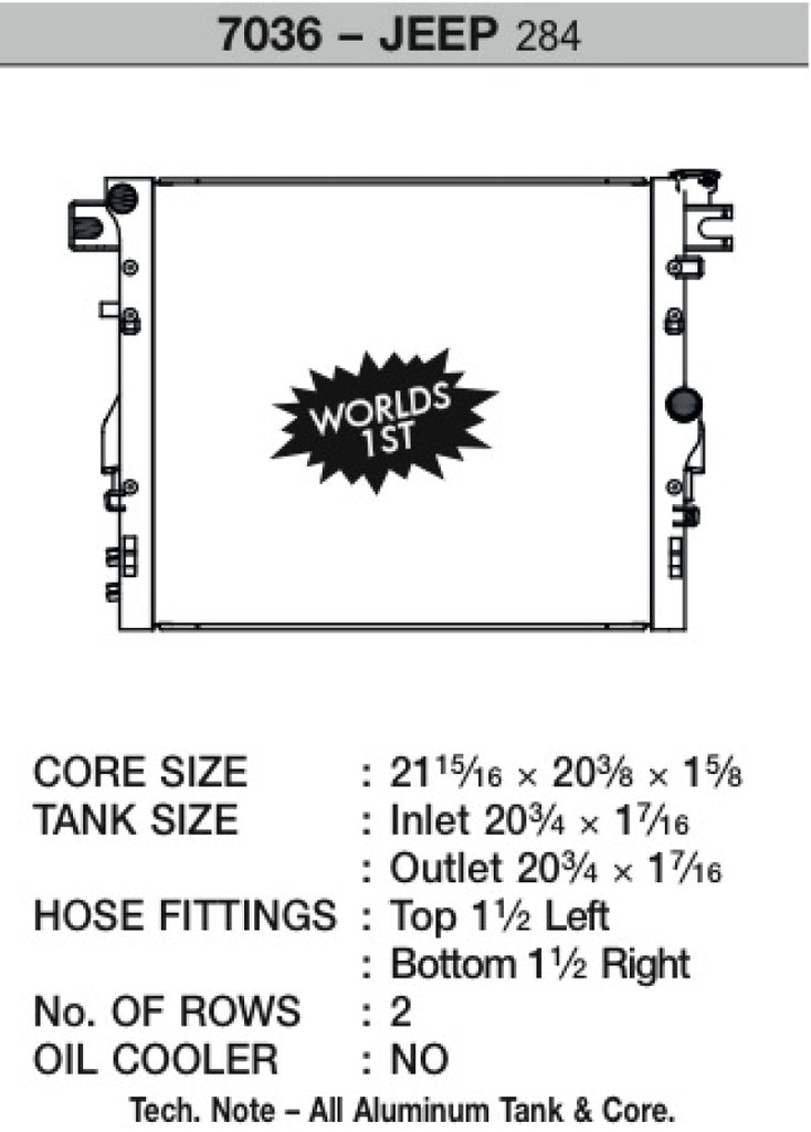 CSF 7036 - 07-18 Jeep Wrangler (JK) Radiator