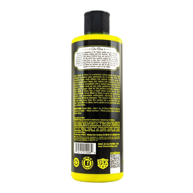 Chemical Guys CWS_301_16 - Citrus Wash & Gloss Concentrated Car Wash - 16oz