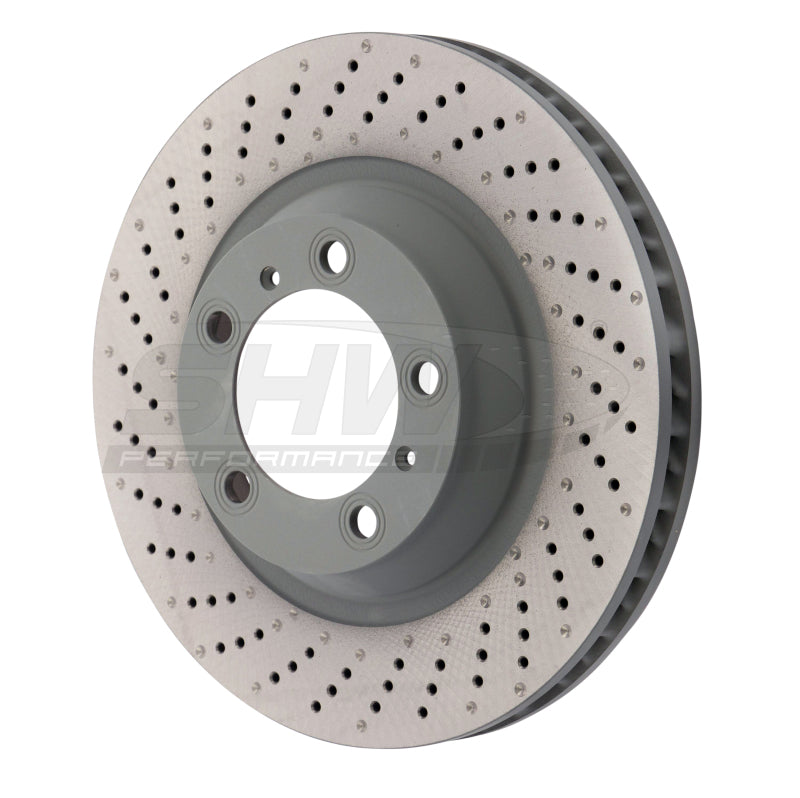 SHW Performance PFL39911 -SHW 15-16 Porsche 911 Carrera 4 GTS 3.8L w/o Ceramic Brake Left Front Drilled-Dimpled MB Brake Rotor