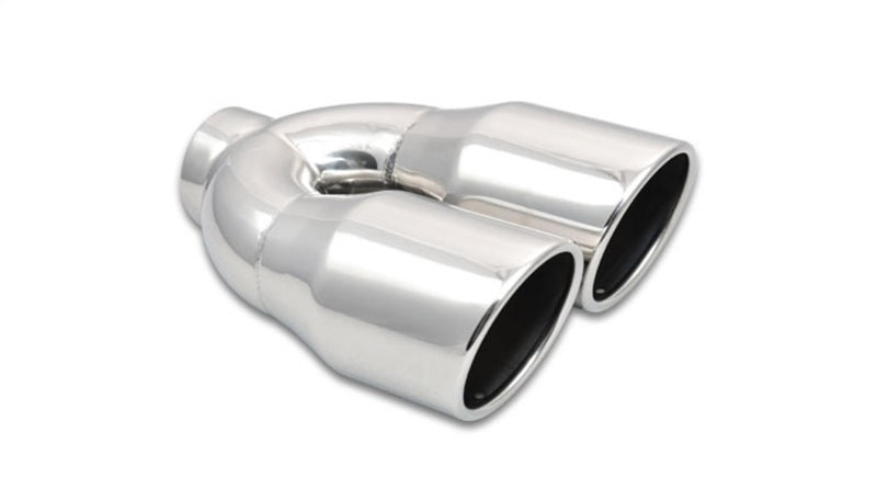 Vibrant 1326 - 2.5in ID Dual 3.5in OD Round SS Exhaust Tip (Single Wall Angle Cut)