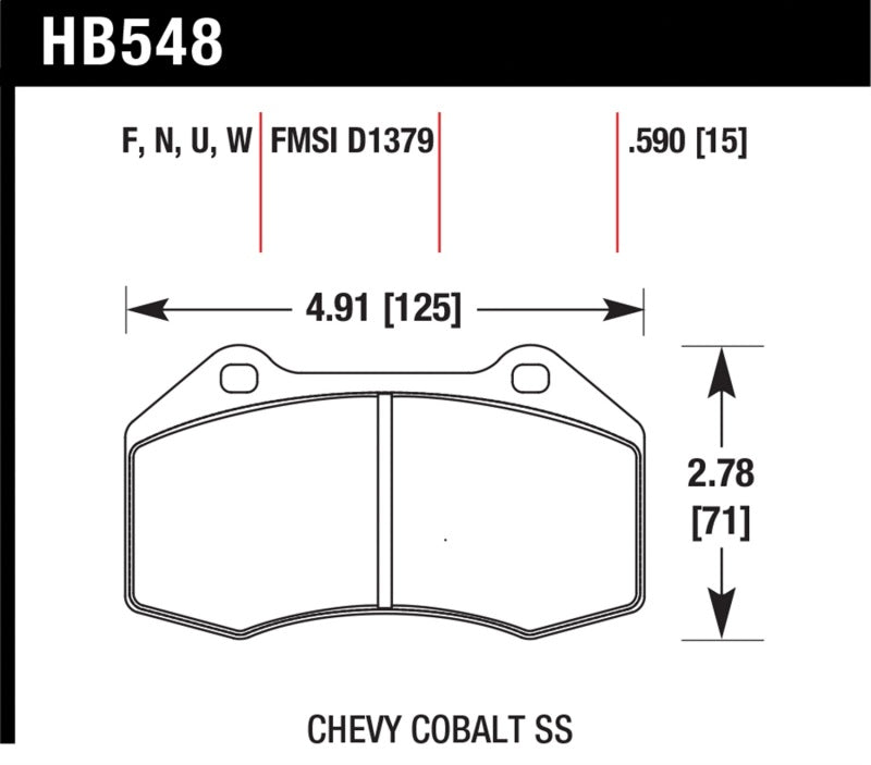Hawk Performance HB548B.510 -Hawk 08-10 Chevrolet Cobalt / HHR HPS 5.0 Front Brake Pads