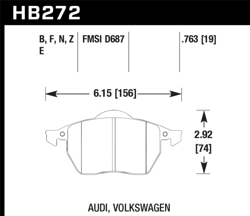 Hawk Performance HB272B.763A -Hawk 2000-2006 Audi TT (w/Wear Sensor) HPS 5.0 Front Brake Pads