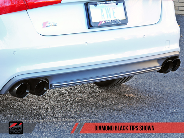 AWE Tuning 3020-43050 - Audi C7 / C7.5 S6 4.0T Track Edition Exhaust - Diamond Black Tips