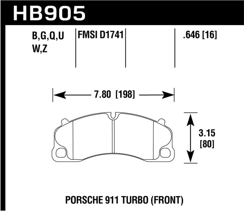 Hawk Performance HB905B.646 - Hawk 18 Porsche 911 HPS 5.0 Front Brake Pads