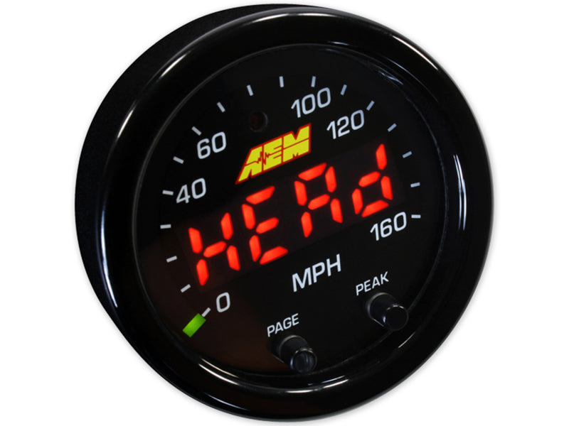 AEM 30-0313 - X-Series 0-160 MPH Black Bezel w/ Black Face GPS Speedometer Gauge