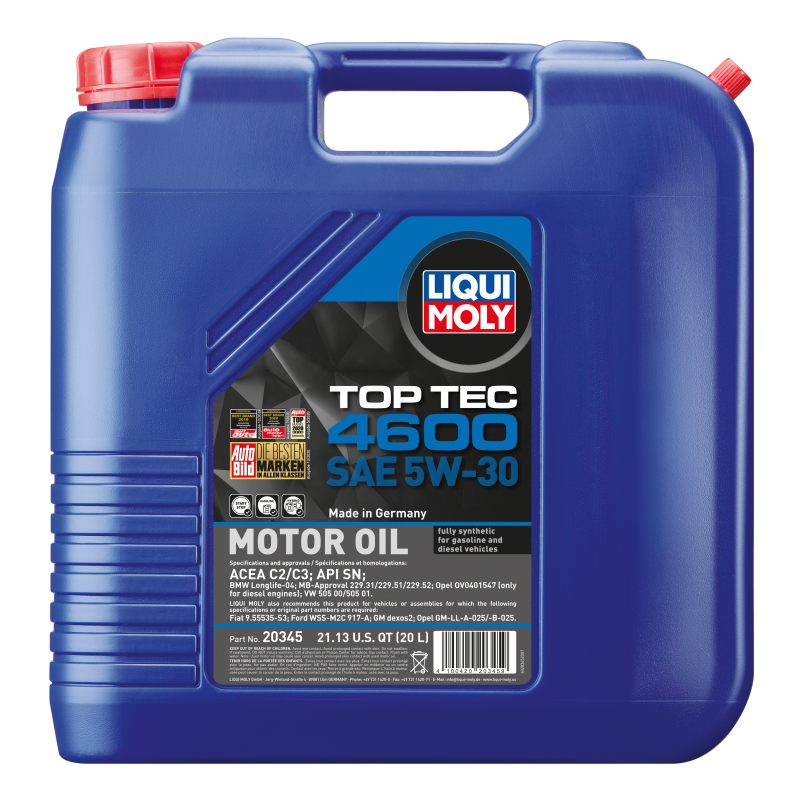 LIQUI MOLY 20345 - 20L Top Tec 4600 Motor Oil 5W-30