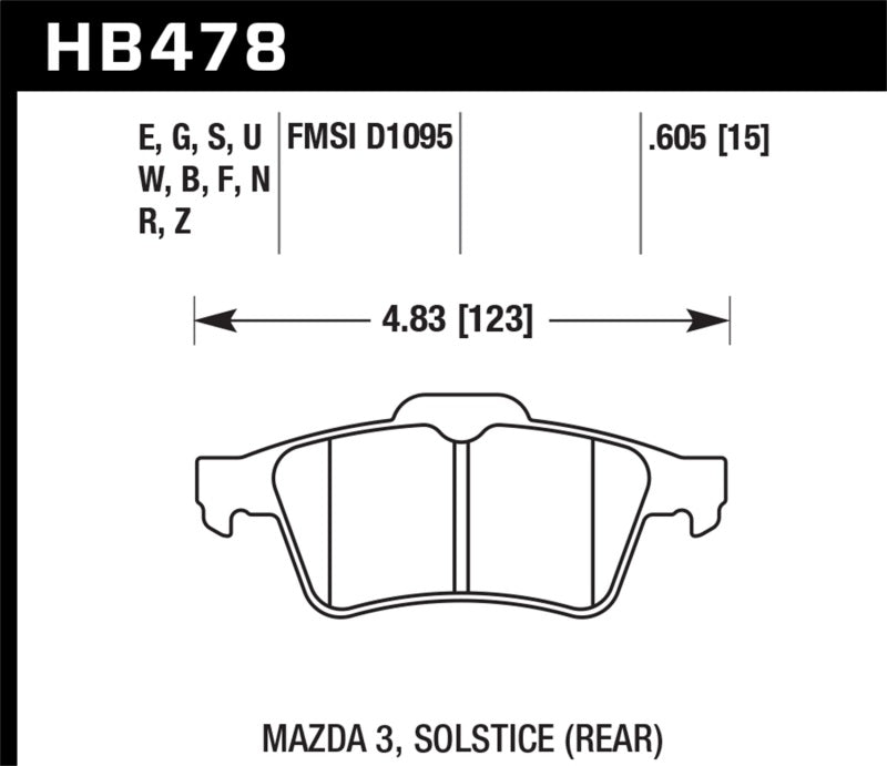 Hawk Performance HB478Z.605 - Hawk 13-14 Ford Focus ST / Mazda/ Volvo Performance Ceramic Street Rear Brake Pads