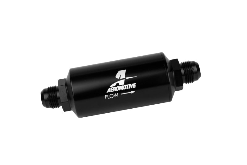 Aeromotive 12385 - In-Line Filter - AN -10 size Male - 10 Micron Microglass Element - Bright-Dip Black
