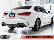 Load image into Gallery viewer, AWE Tuning 3810-43020 - 2019+ BMW M340i (G20) OE-Config-To-Quad Tip Conversion Kit - Diamond Black Tip