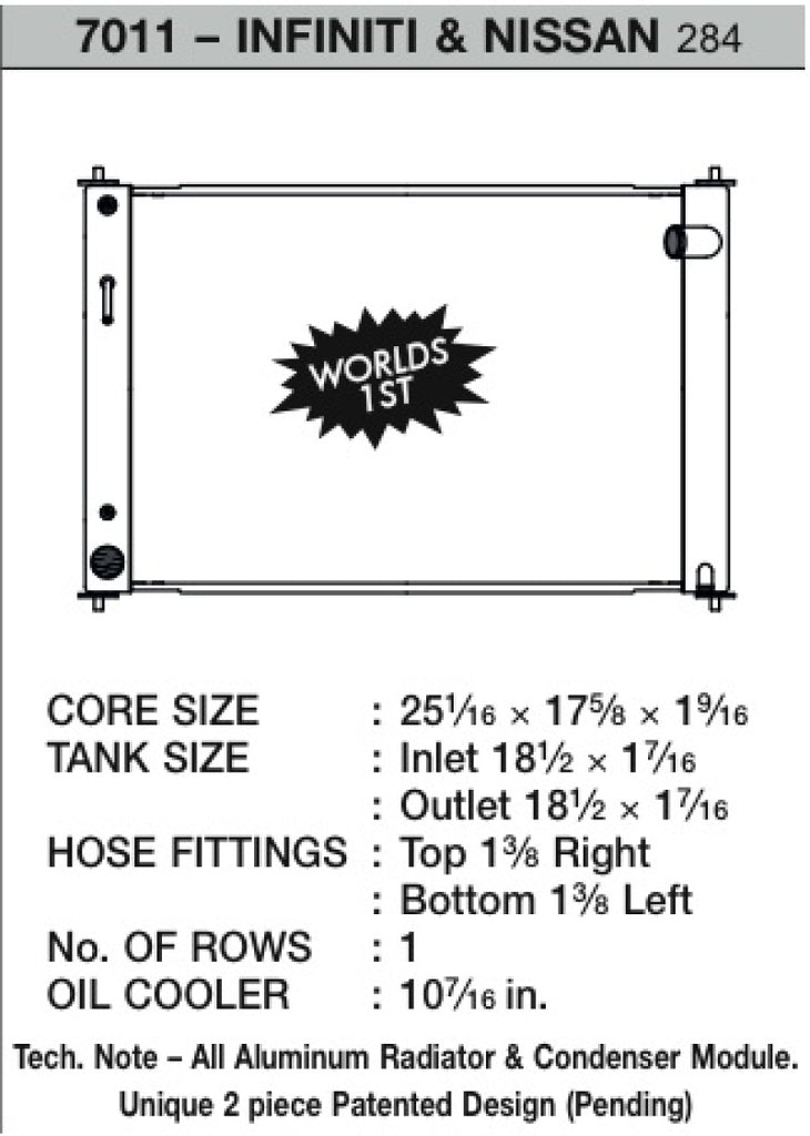 CSF 7011 - 08-13 Nissan 370Z A/T Radiator