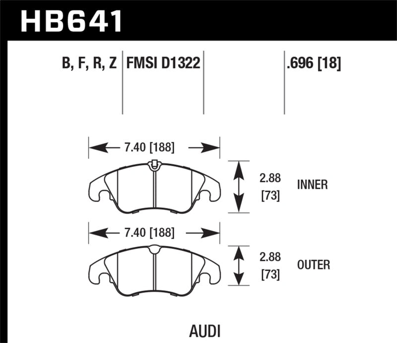 Hawk Performance HB641Z.696 - 09-11 Audi A4/Quattro / 08-11 Quattro / 09-11 Q5 Front Ceramic Street Brake Pads