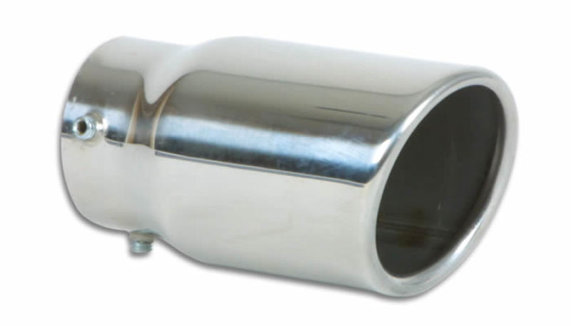 Vibrant 1503 - 3in Round SS Bolt-On Exhaust Tip (Single Wall Angle Cut Rolled Edge)