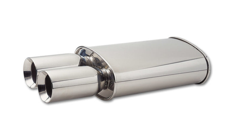 Vibrant 1040 - StreetPower Oval Muffler w/ Dual 3.5in Round Tips Straight Cut Beveled Edge 2.5in inlet I.D.