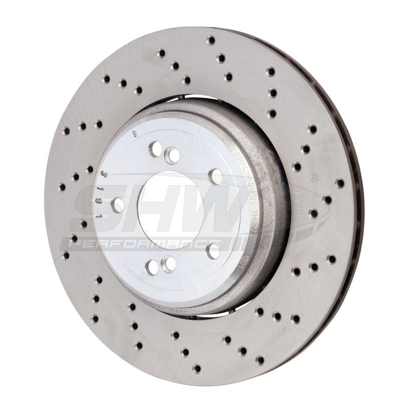 SHW Performance BRR42854 -SHW 08-13 BMW M3 4.0L Right Rear Cross-Drilled Lightweight Brake Rotor